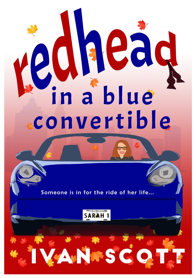 Book cover for Redhead in a Blue Convertible, available to option through OptionAvenue